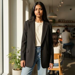 NEW ASOS DESIGN New Perfect Longline Shape Blazer in Black Size 12